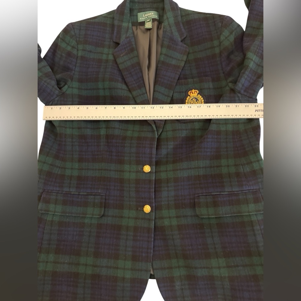 Lauren Ralph Lauren Blackwatch Plaid Wool Cashmere Blazer 18W Equestrian Jacket - Picture 10 of 15